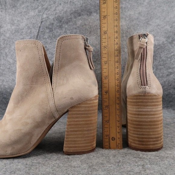 Steve Madden Shoes Womens 9 Bootie Thrived Leather Pointy Toe Block Heel Zip Tan - Picture 10 of 11